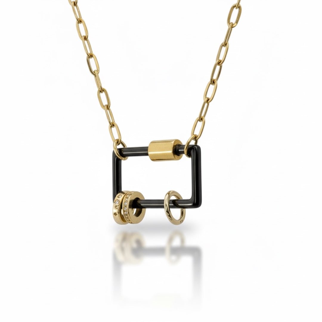 Black And Gold Carabiner Necklace – Vicky&Nico