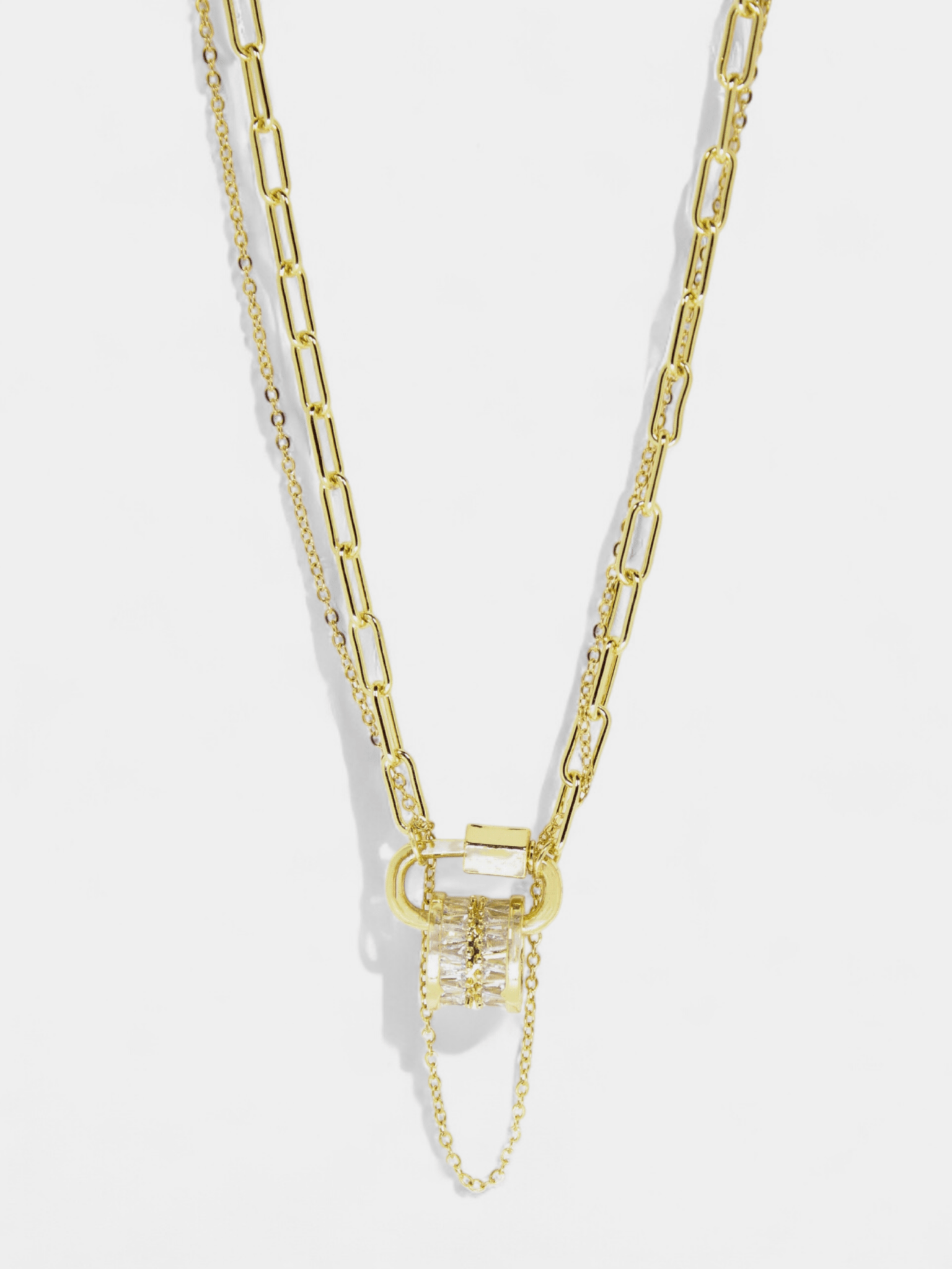 Be Loved - Double Crystal Carabiner Layered Necklace - Vicky&Nico