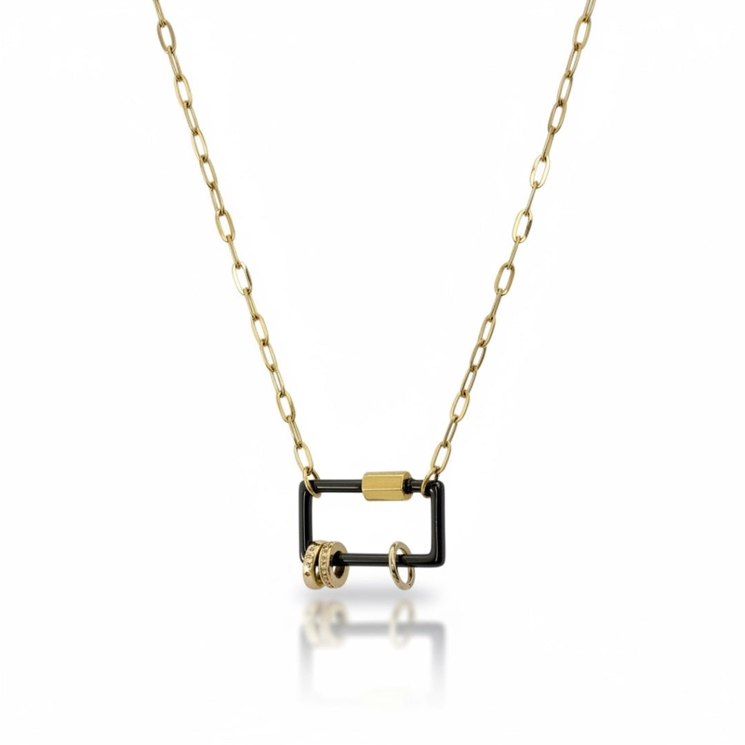 Black And Gold Carabiner Necklace – Vicky&Nico