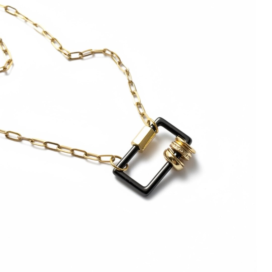 Black And Gold Carabiner Necklace – Vicky&Nico