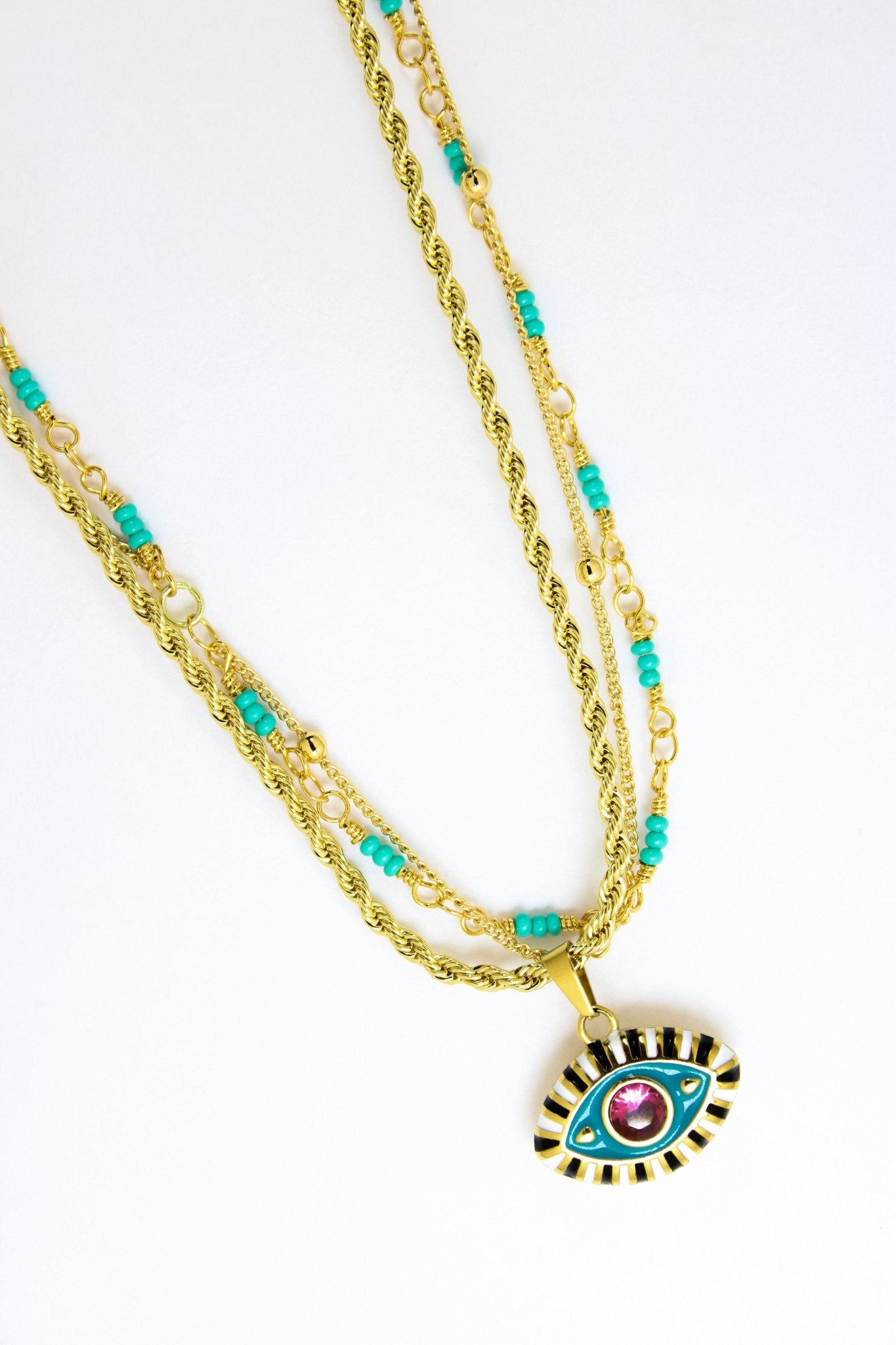 3 LEFT! - Blue Evil Eye Layered Necklace - Vicky&Nico