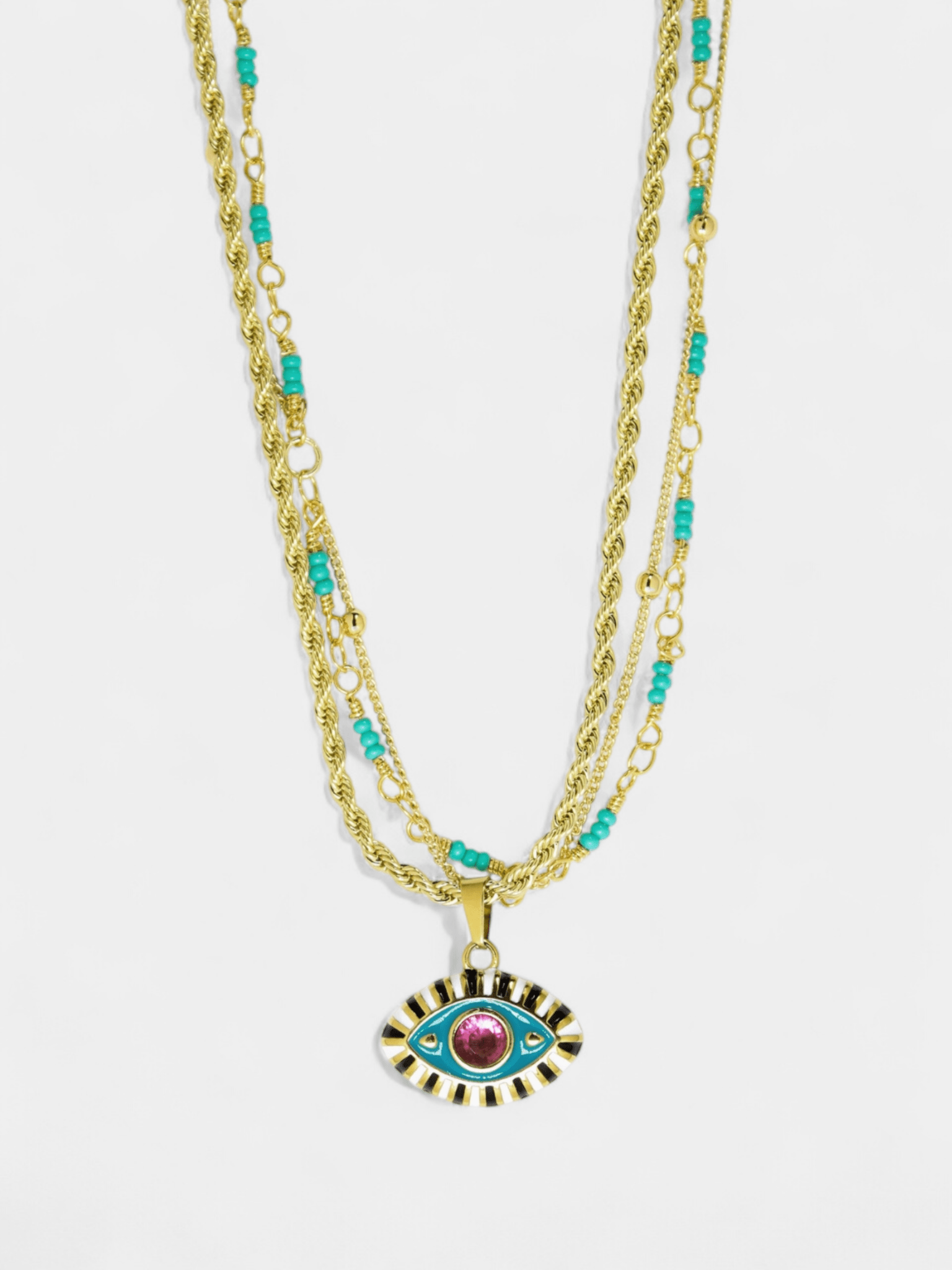 Blue Evil Eye Layered Necklace - Vicky&Nico