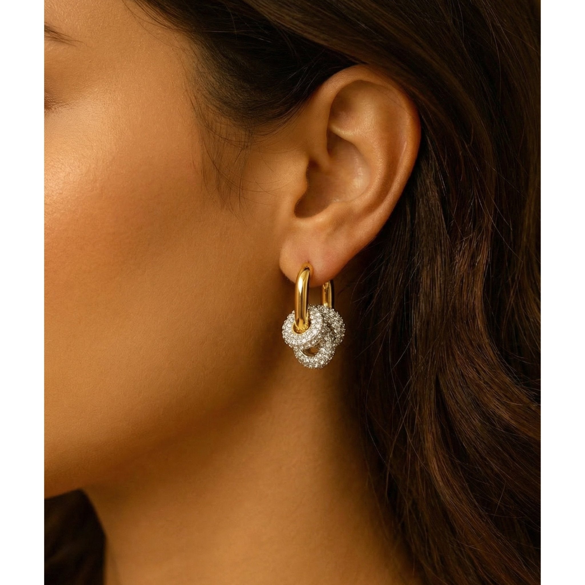 Square Harmony Trio Earrings - Gold/Silver - Vicky&Nico