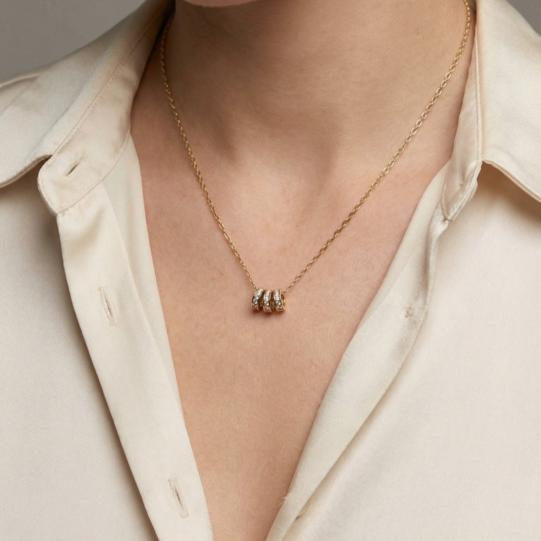 Triple Pavé Ring Necklace - Vicky&Nico