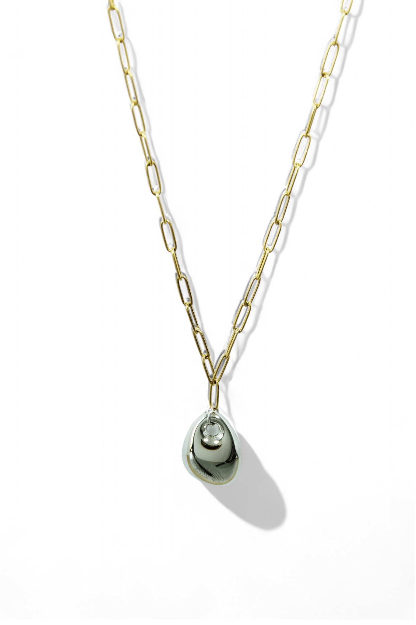 Two Tone Oval Pendant Necklace - Vicky&Nico