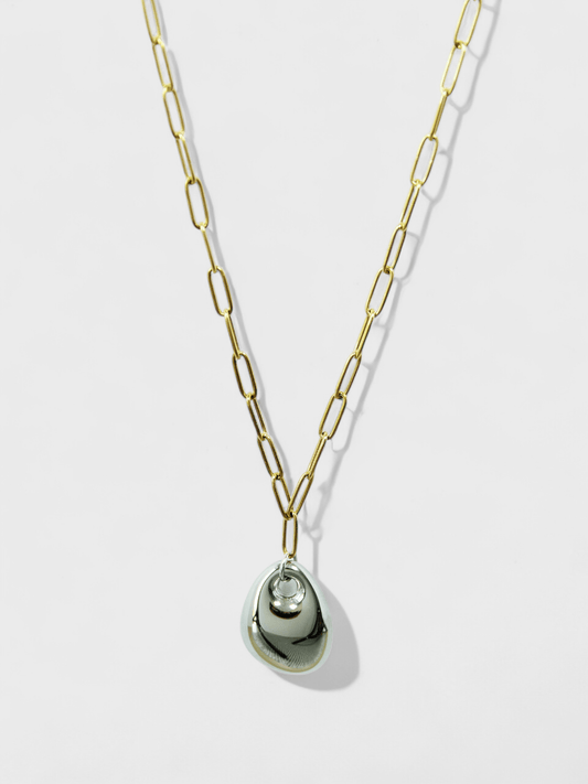 Two Tone Oval Pendant Necklace - Vicky&Nico