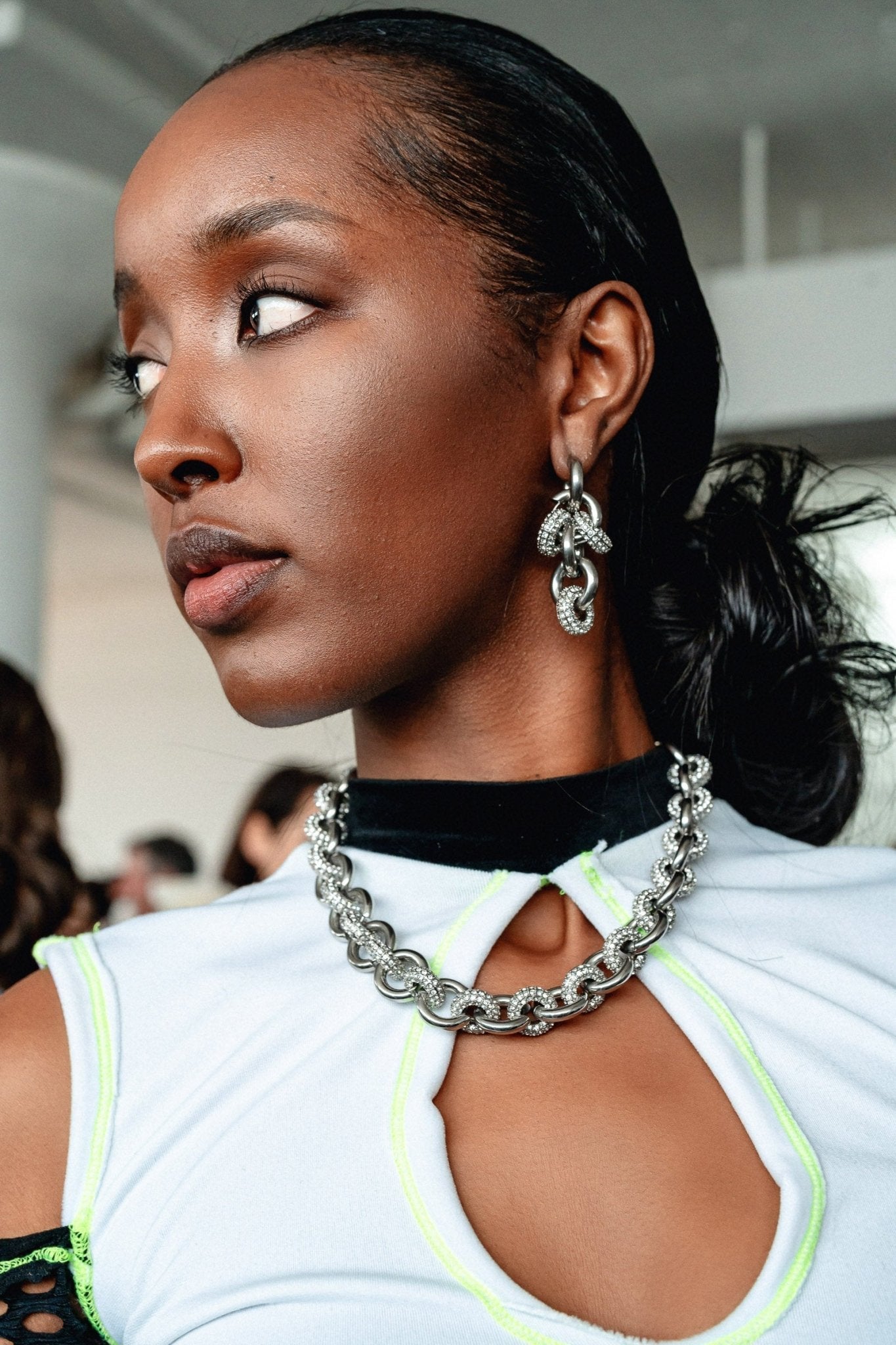 Metallique Harmony Chandelier Earrings - Silver - Vicky&Nico